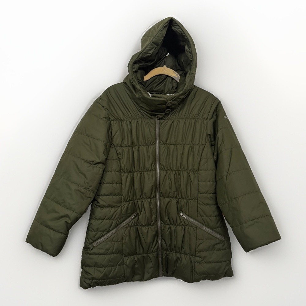 Columbia Jacket Womens Pacific Post Thermacoil Hooded Puffer Coat Sz Large Green